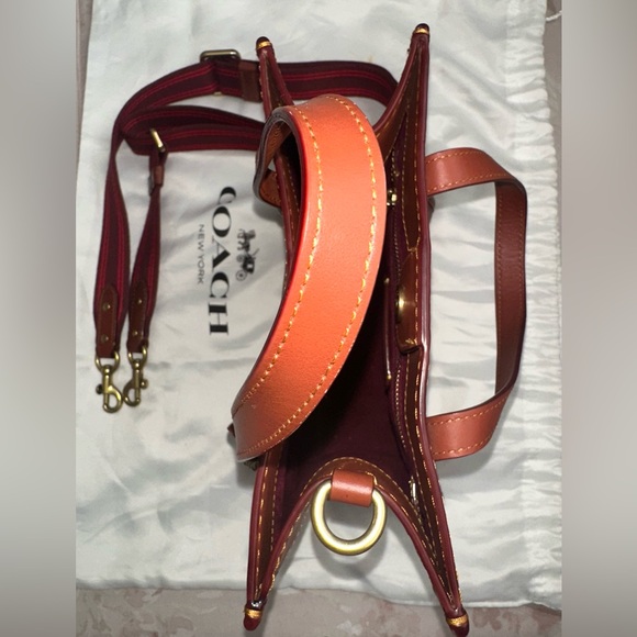 Coach Tan and Burgundy Signature Tote - Picture 11 of 12